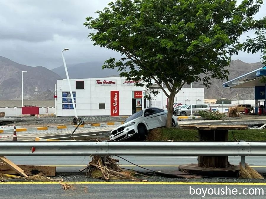 阿联酋暴雨后续：街道被淹，汽车遭殃，军队上街营救居民