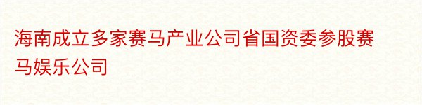 海南成立多家赛马产业公司省国资委参股赛马娱乐公司