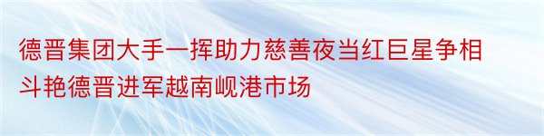 德晋集团大手一挥助力慈善夜当红巨星争相斗艳德晋进军越南岘港市场