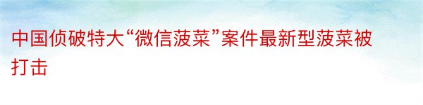 中国侦破特大“微信菠菜”案件最新型菠菜被打击