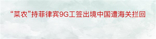 “菜农”持菲律宾9G工签出境中国遭海关拦回