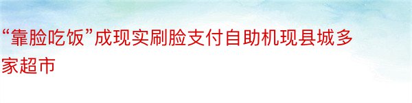 “靠脸吃饭”成现实刷脸支付自助机现县城多家超市