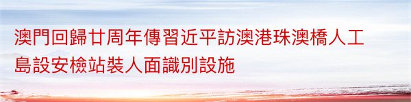 澳門回歸廿周年傳習近平訪澳港珠澳橋人工島設安檢站裝人面識別設施