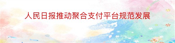 人民日报推动聚合支付平台规范发展